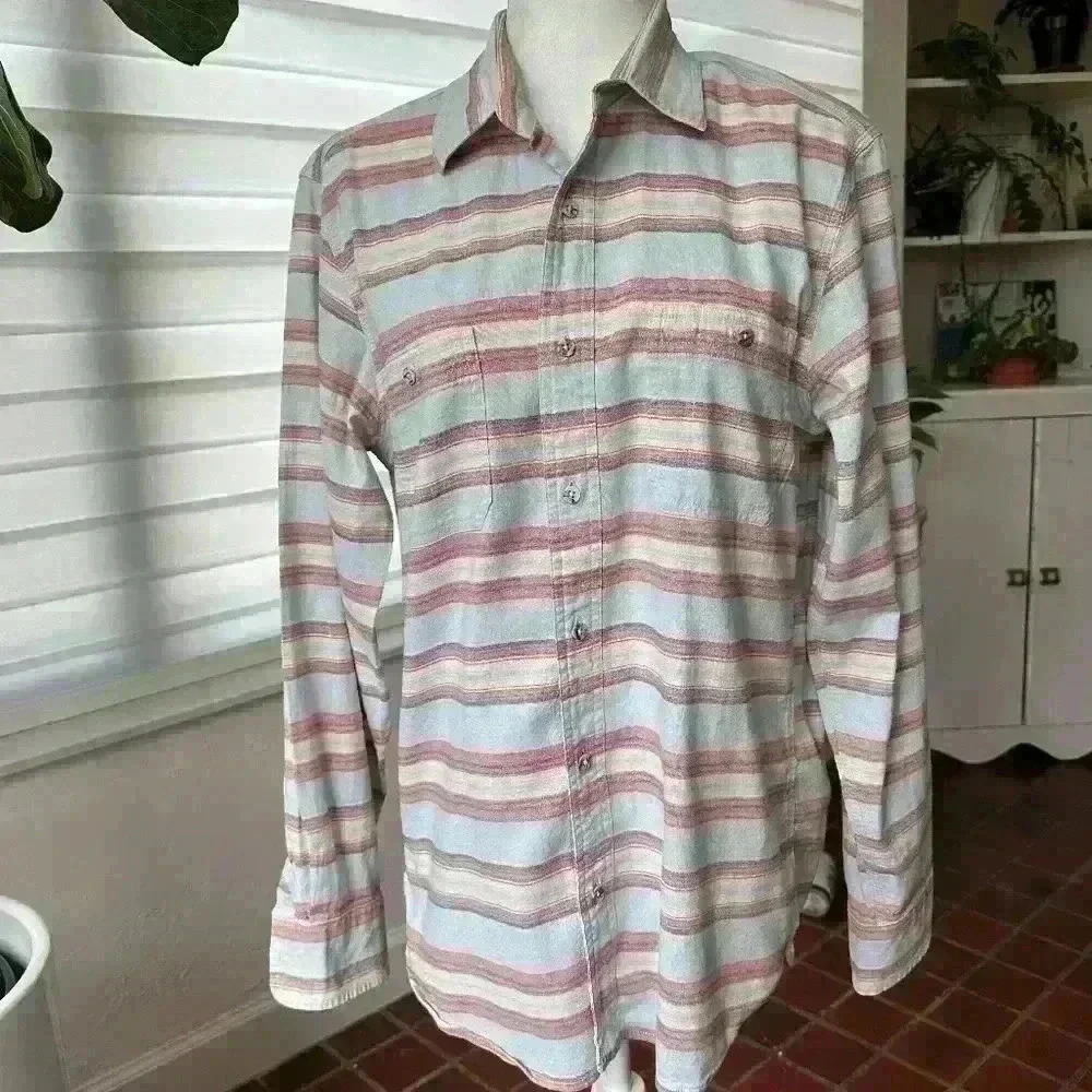 Lucky Brand Dungarees Men's Striped 100% Cotton  Shirt, Long Sleeve,  Medium